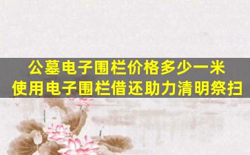 公墓电子围栏价格多少一米 使用电子围栏借还助力清明祭扫